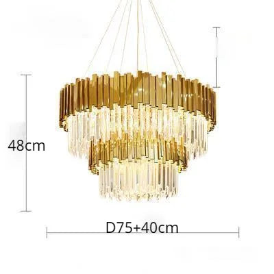 DecorBites™ Crystal LED Pendant Lights: Luxury Gold Plating Metal Hanging Lamp for Living, Dining, Bedroom