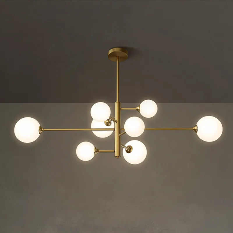 DecorBites™ Elegant Black Gold Glass Ball LED Ceiling Chandelier for Home | Modern Pendant Lamp Lighting for Living Dining Bedroom