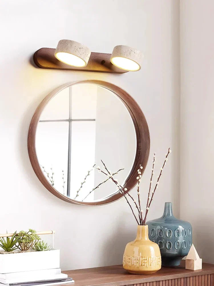 DecorBites™ مرآة إضاءة جدارية ريترو يابانية للحمام وطاولة الزينة