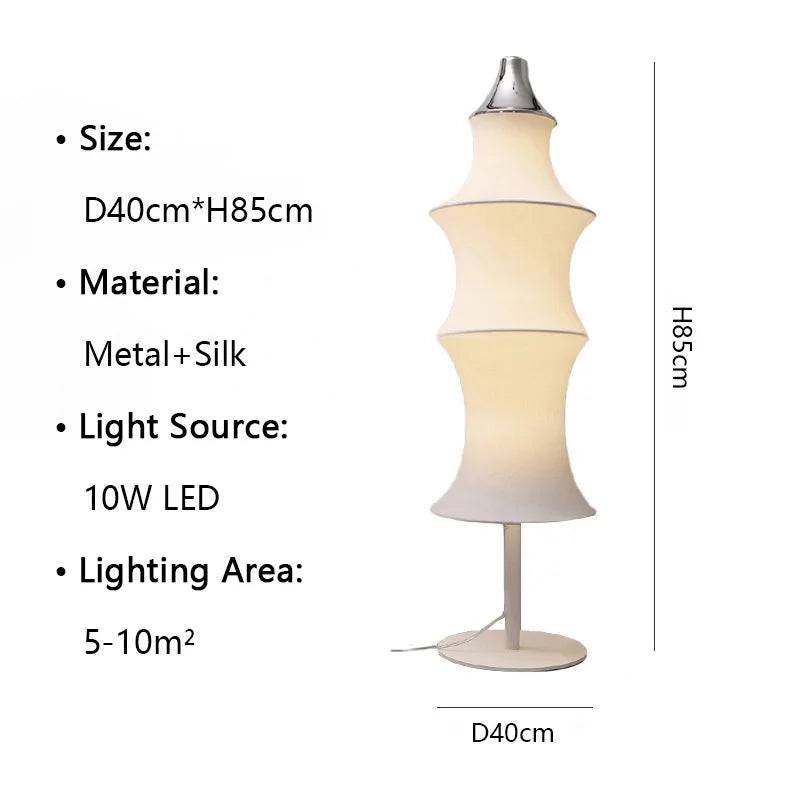DecorBites™ Cream Silk Japanese LED Floor Lamp for Modern Living Room Décor