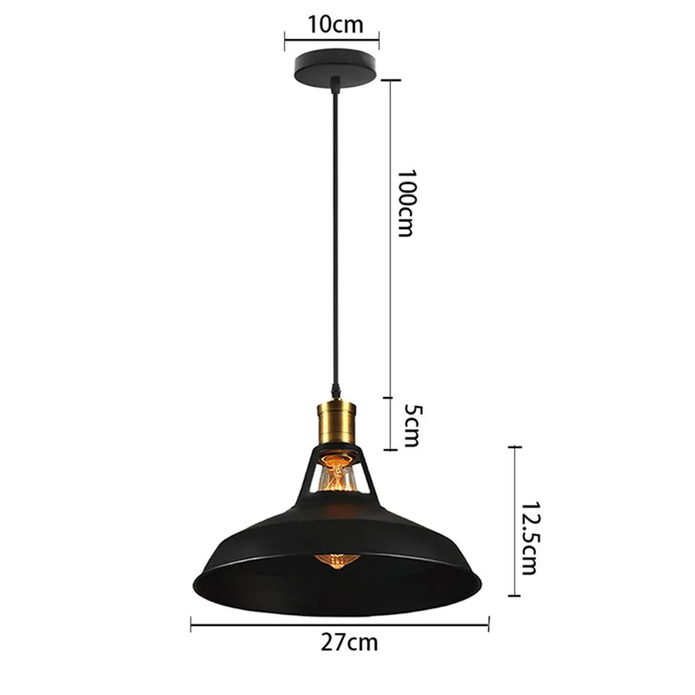 Vintage Black Metal Dome Pendant Light