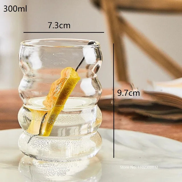 DecorBites™ Glass Cocktail Cups Set, Pink Juice & Water Cup, Nordic Style Design