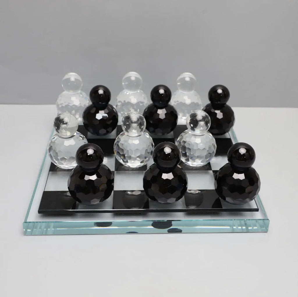 DecorBites™ Geometric Glass Chess Set Table Ornament - Home Decor Figurines