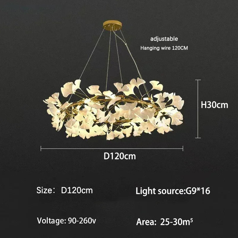 DecorBites™ Ginkgo Branch Leaf LED Ceiling Chandelier - Modern Nordic Design for Home Decor