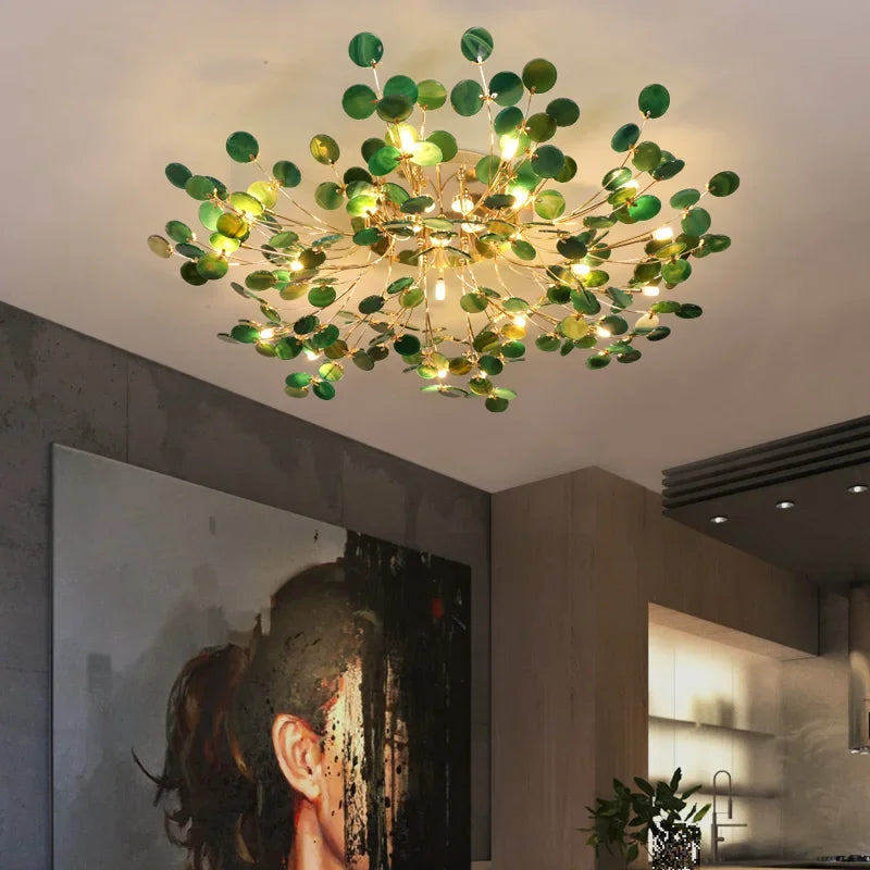 مصباح سقف DecorBites™ Leaf Agate: تصميم إسكندنافي عصري من اليشم لغرفة المعيشة والمطعم وغرفة النوم