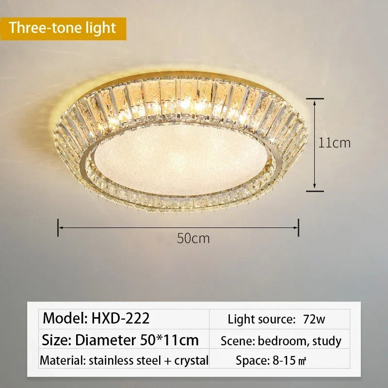 مصباح سقف LED من الكريستال الذهبي من DecorBites™ لغرفة الطعام والمعيشة