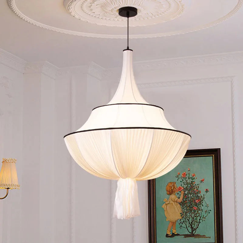 DecorBites™ French Minimalist Silk Pendant Lamp for Living Room Kitchen Farmhouse