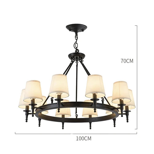 DecorBites™ Country Retro Chandelier Fabric Lampshade Ceiling Pendant Light for Home Indoor Decor