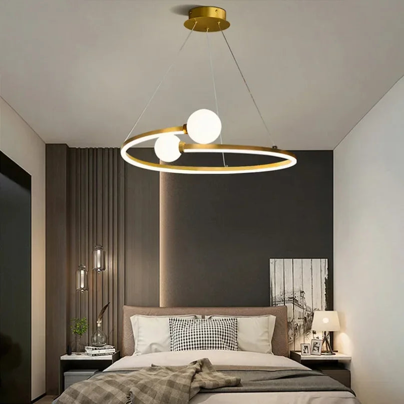 DecorBites™ Gold Nordic Ring LED Ceiling Chandelier for Dining Room & Kitchen Island