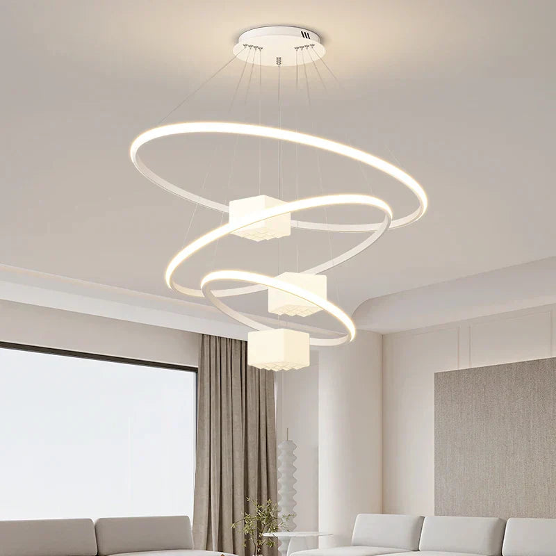 ثريا LED من DecorBites™: إضاءة معلقة عصرية بيضاء لغرفة المعيشة والمطبخ، مصابيح ديكور داخلية