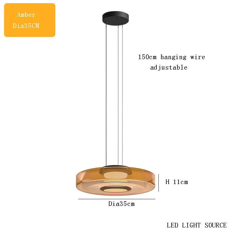 DecorBites™ Glass Plate Ceiling Pendant Lights LED Fixture