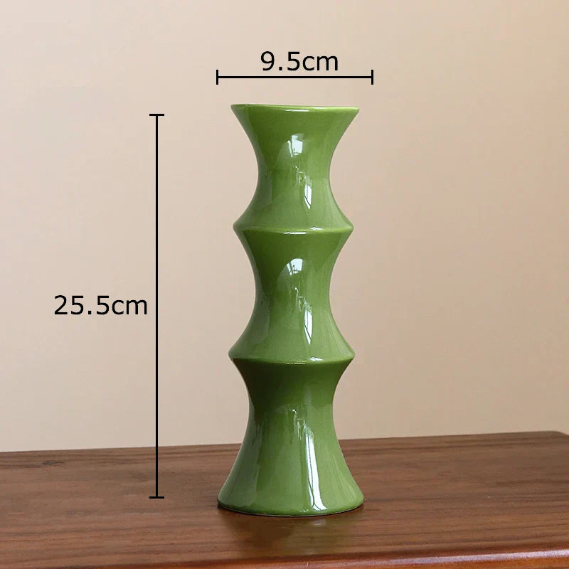 DecorBites™ Bamboo Shape Ceramic Vase: Table Decoration & Floral Arrangement in Room