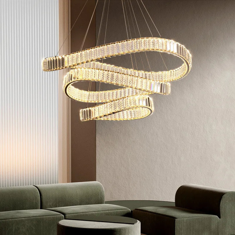 DecorBites™ Crystal LED Pendant Chandelier - Modern Irregular Steel Foyer Lighting