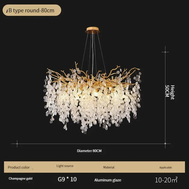 DecorBites™ Crystal LED Chandelier: Luxury Pendant Lamp for Home Decor