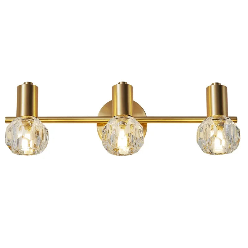 DecorBites™ مصباح جداري كريستالي ذهبي لغرفة النوم والدراسة، إضاءة LED حديثة وفاخرة