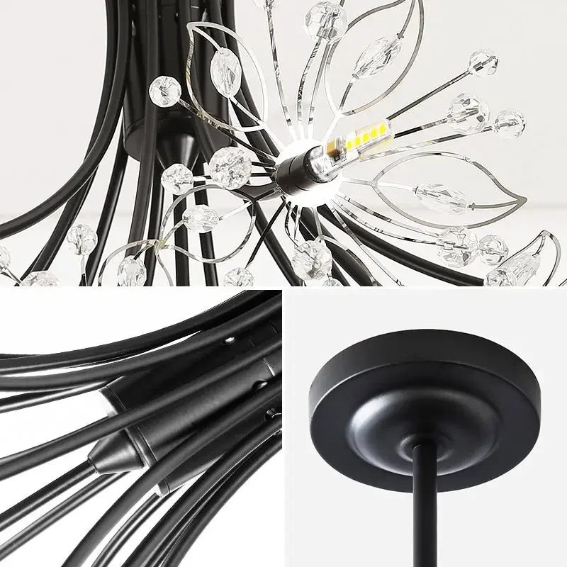 DecorBites™ Crystal Bionic Petals Chandelier for Living Dining Bedroom Hall Hotel Decor