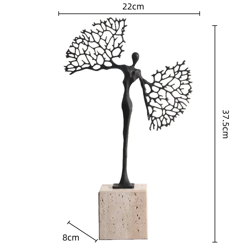 DecorBites™ Golden Metal Abstract Figure Sculpture Home Decor CraftǀCreative Figurine Ornament