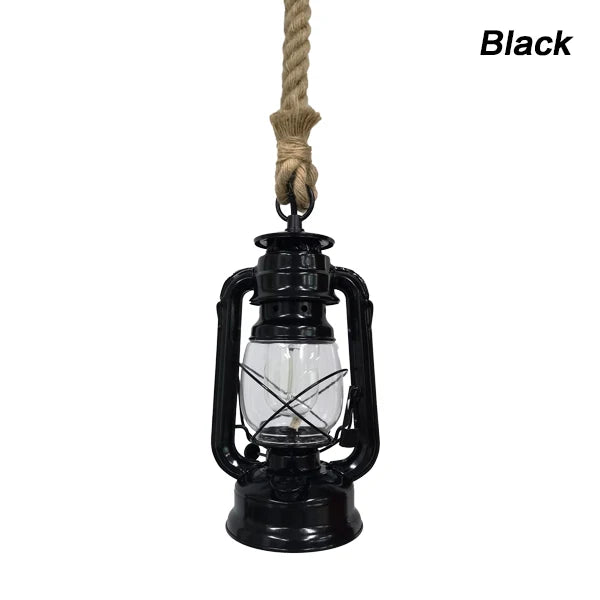Vintage Hemp Rope Lantern Pendant Light