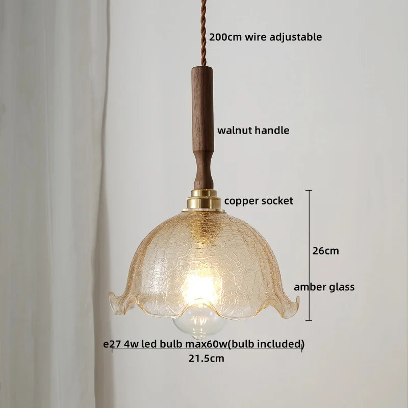 DecorBites™ Copper Walnut LED Pendant Lights, Modern Hanging Lamp for Hallway, Bedroom, Dining Room