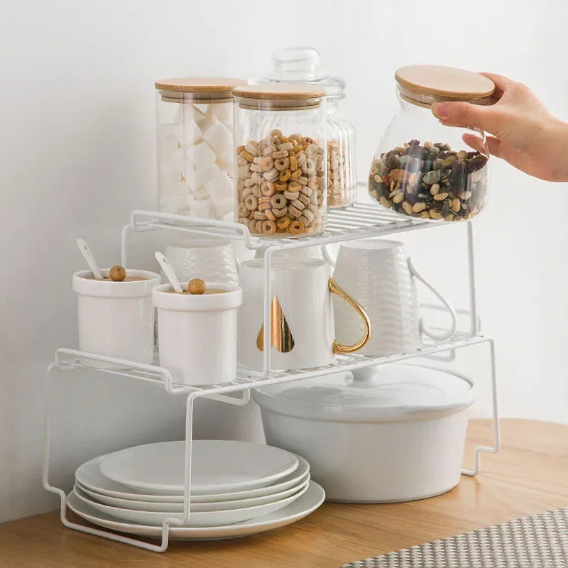 رف تنظيم أدوات المطبخ من DecorBites™ للأطباق ومرطبانات التوابل وزجاجات التتبيل