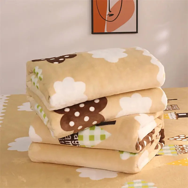 DecorBites™ Coral Fleece Flannel Flower Printed Blanket for Single/Queen/King Beds