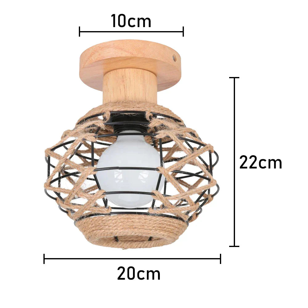 ثريا سقف بحبل القنب من DecorBites™ لغرفة النوم وغرفة المعيشة والمطبخ LED