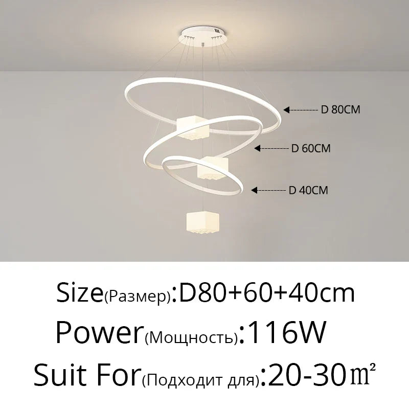 ثريا LED من DecorBites™: إضاءة معلقة عصرية بيضاء لغرفة المعيشة والمطبخ، مصابيح ديكور داخلية