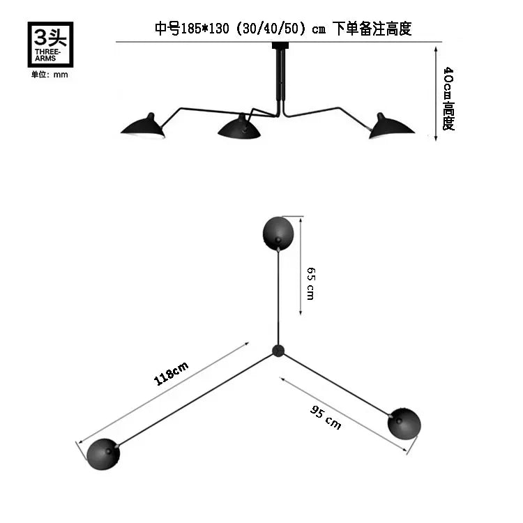 DecorBites™ Industrial Spider Serge Mouille Ceiling Lamp Black LED E27 Lighting