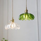 Vintage Shanghai Glass Pendant Light in Green or White