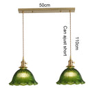Korean Retro Glass Pendant Light With Wood Accent