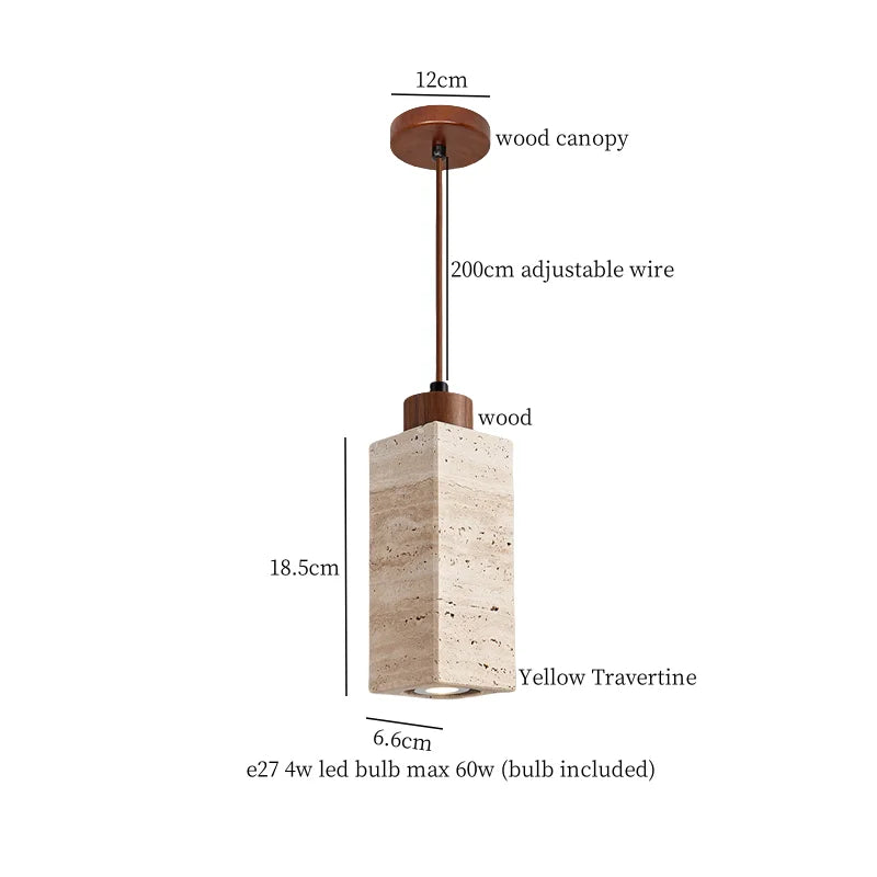 مصابيح إضاءة متدلية من الحجر الياباني DecorBites™ LED - حجر ترافرتين أصفر وWabi Sabi