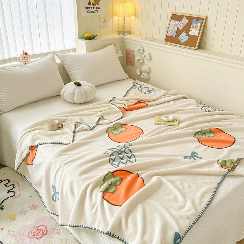 DecorBites™ Cozy Milk Velvet Blanket: Cute Pattern, Warm, Multi-Functional Sofa & Travel Shawl