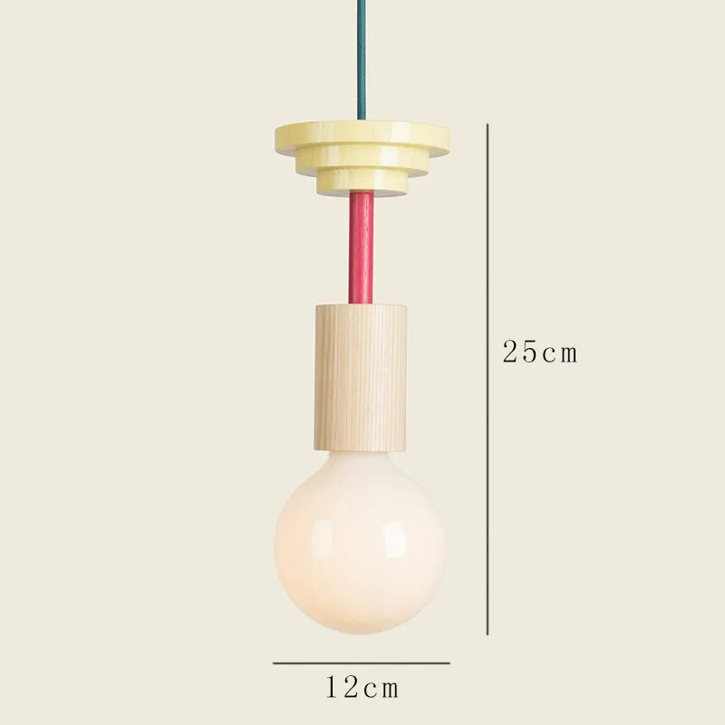 Nordic Wood Pendant Light With Iron Accent