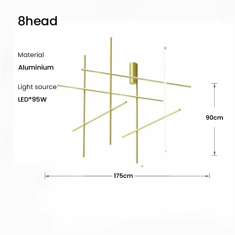 DecorBites™ ثريا سقف خطية LED ثريا غرفة طعام فاخرة بتصميم إيطالي