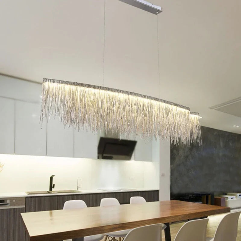 DecorBites™ Gold Chain Chandelier with Remote Control - Modern LED Pendant Light for Home Décor