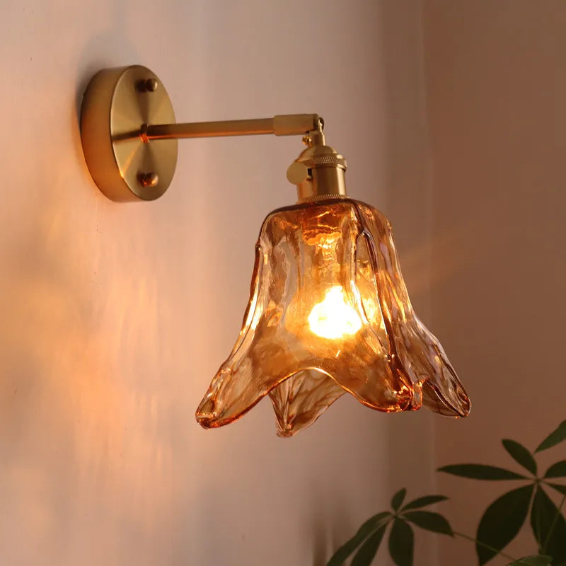 DecorBites™ مصابيح حائط LED يابانية لغرفة المعيشة والقهوة والشرفة والسلالم بتصميم نحاسي زجاجي