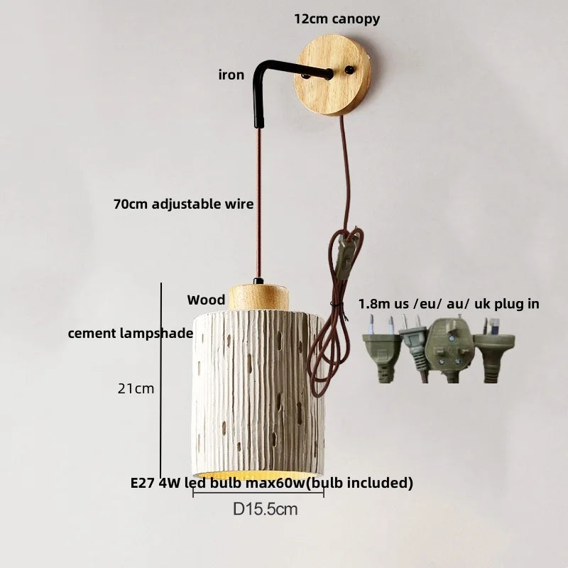 DecorBites™ Japanese Style LED Wood Wall Light with Pull Chain Switch for Bedroom and Restaurant