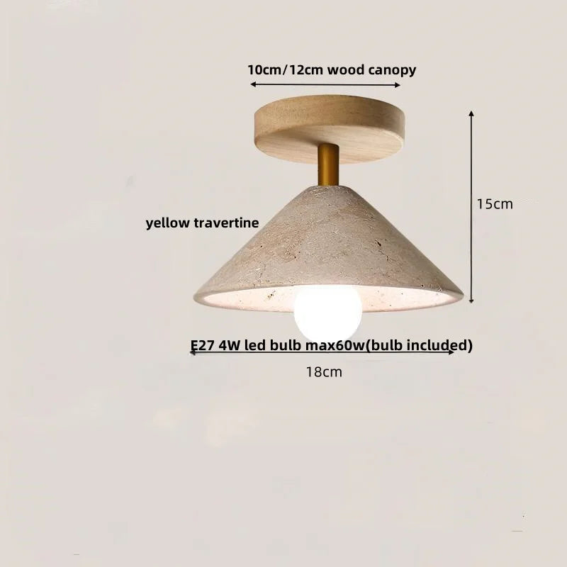 DecorBites™ LED Wood Yellow Travertine Ceiling Light - Modern Style for Home Decor