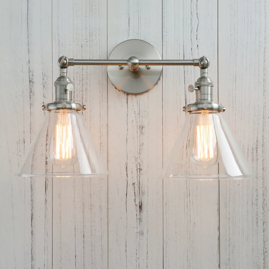 DecorBites™ Funnel Glass Wall Sconce Light Fixture for Bedroom and Loft Decor
