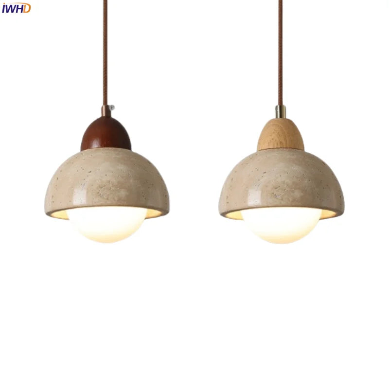 مصباح تعليق LED ياباني DecorBites™ من الحجر الجيري الأصفر لغرفة النوم وغرفة الطعام