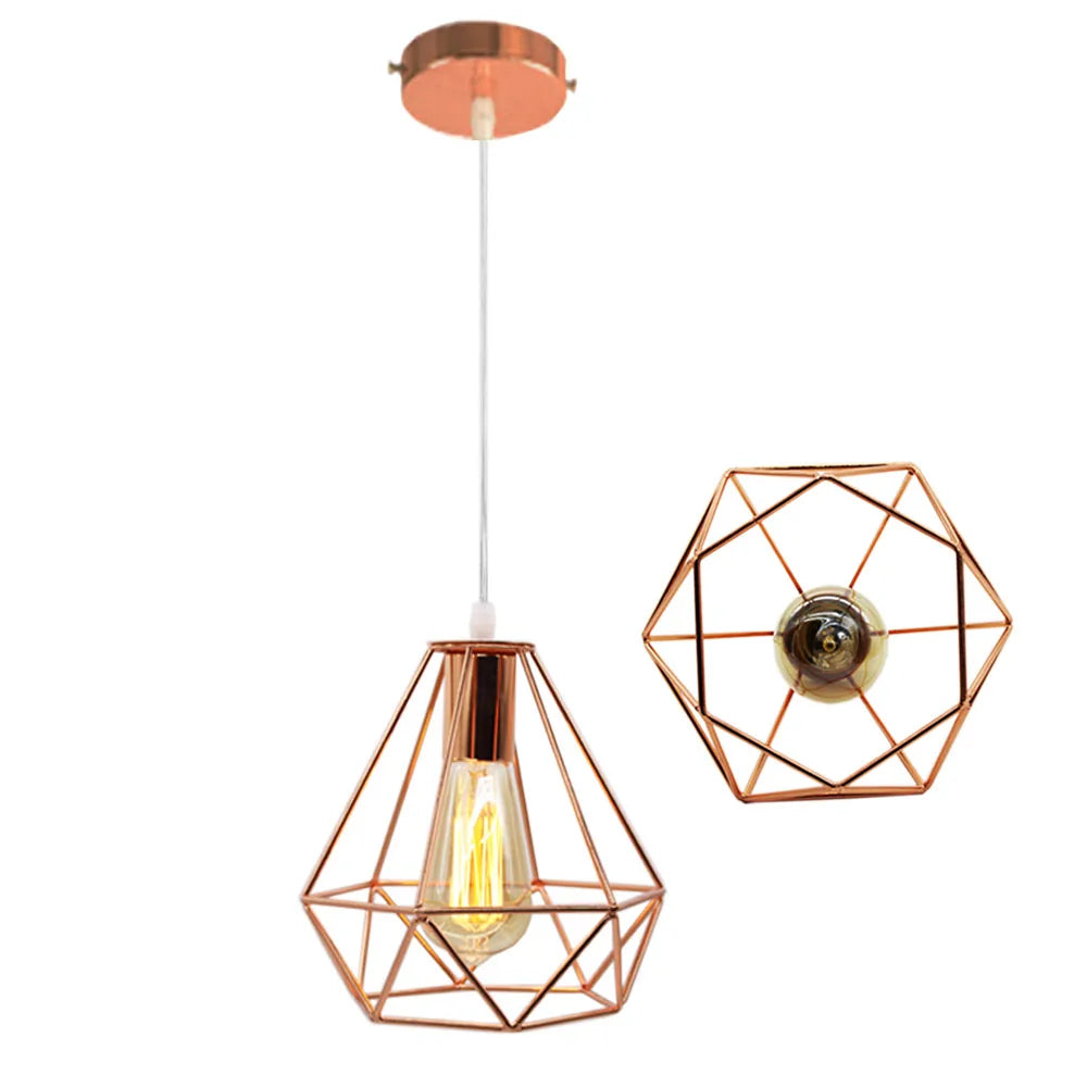 مصباح متدلي بتصميم قفص معدني صناعي من DecorBites™ لإضاءة المنزل