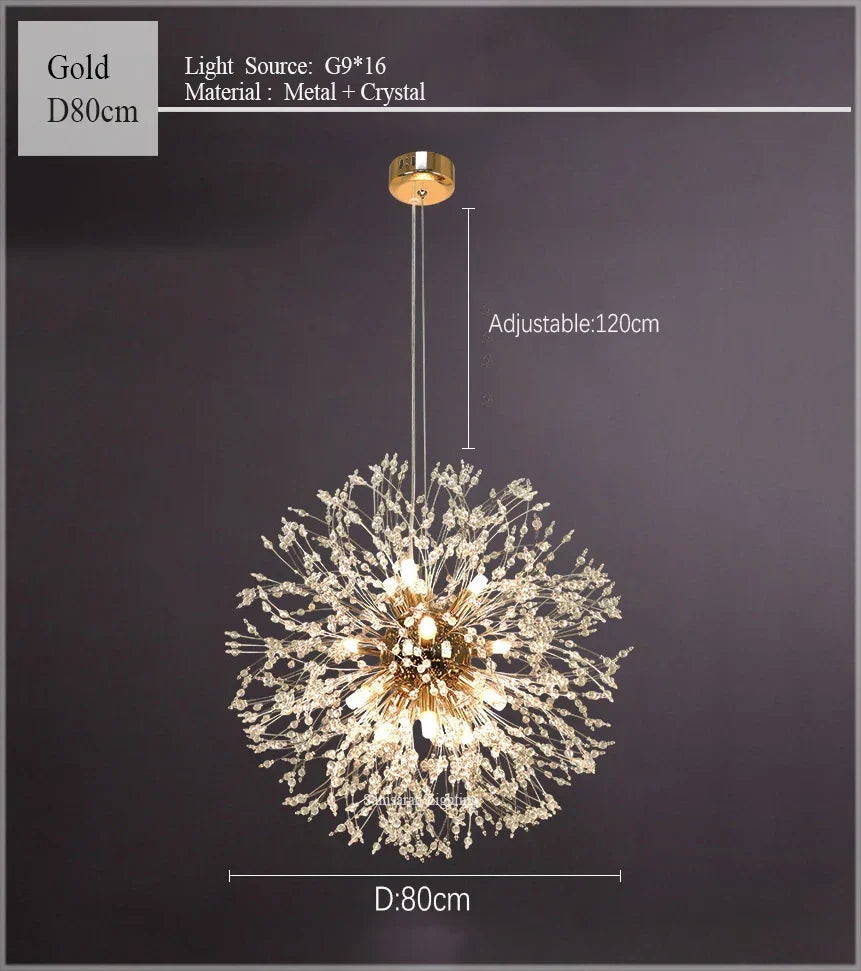 DecorBites™ ثريا الهندباء LED إضاءة كرة كريستال متلألئة للمطاعم وغرف المعيشة
