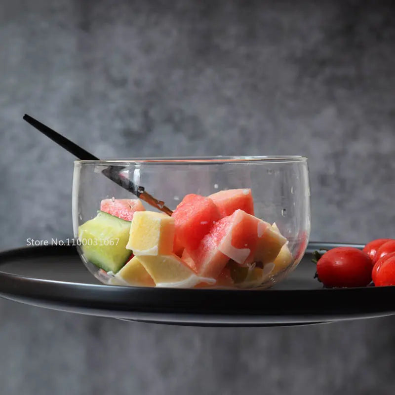 DecorBites™ Glass Salad Bowl Set - High Borosilicate, Food Storage, Lunch Bento Box