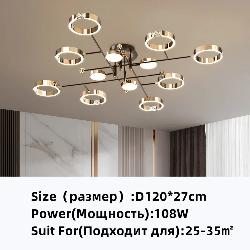 DecorBites™ Gold Plated Luxury Chandelier with Remote Control Crystals for Elegant Living & Bedroom Decor