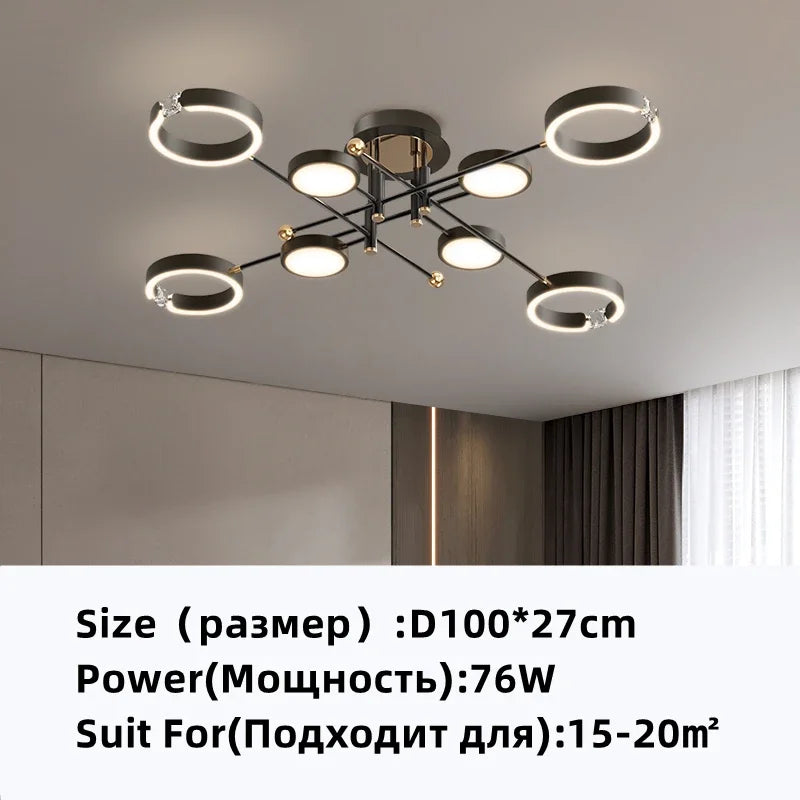 DecorBites™ Gold Plated Luxury Chandelier with Remote Control Crystals for Elegant Living & Bedroom Decor