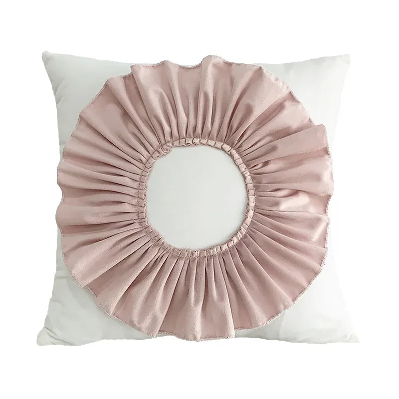 DecorBites™ 3D Velvet Flower Pillow Covers in Yellow Beige 45x45cm