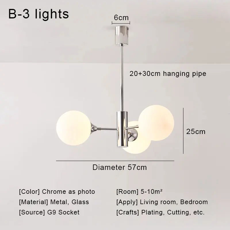 DecorBites™ Glass Ball LED Ceiling Chandelier for Modern Living Room and Bedroom