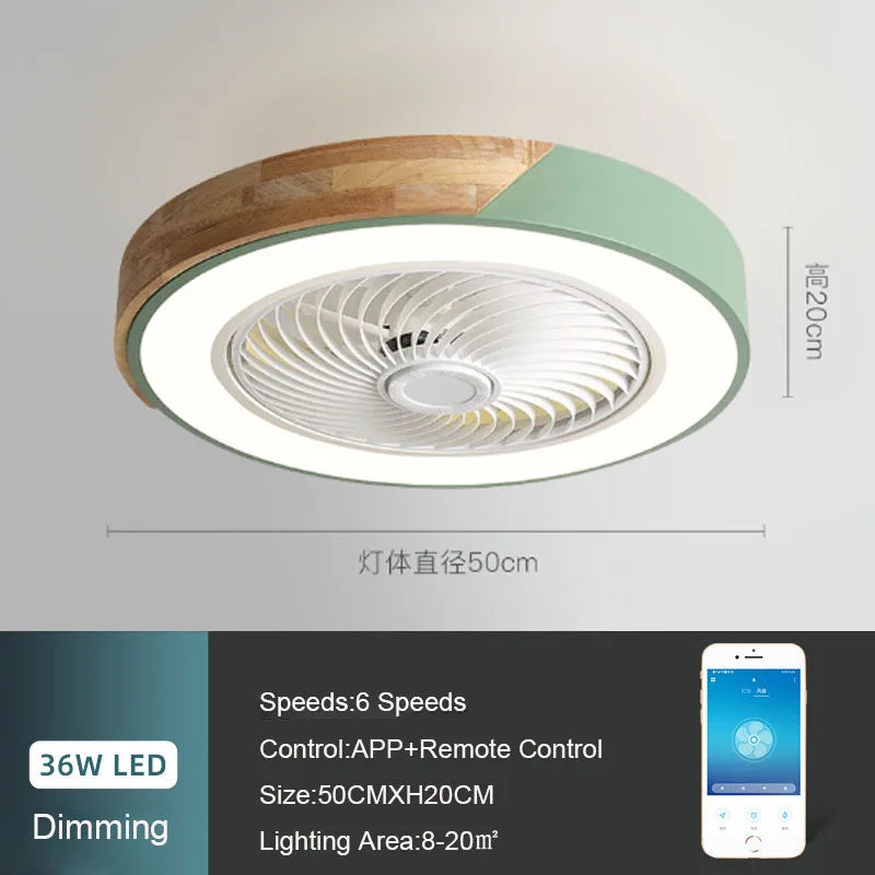 DecorBites™ 52CM Ceiling Fan Light 6 Speeds 36W - Living Room Dining Room Smart Lighting