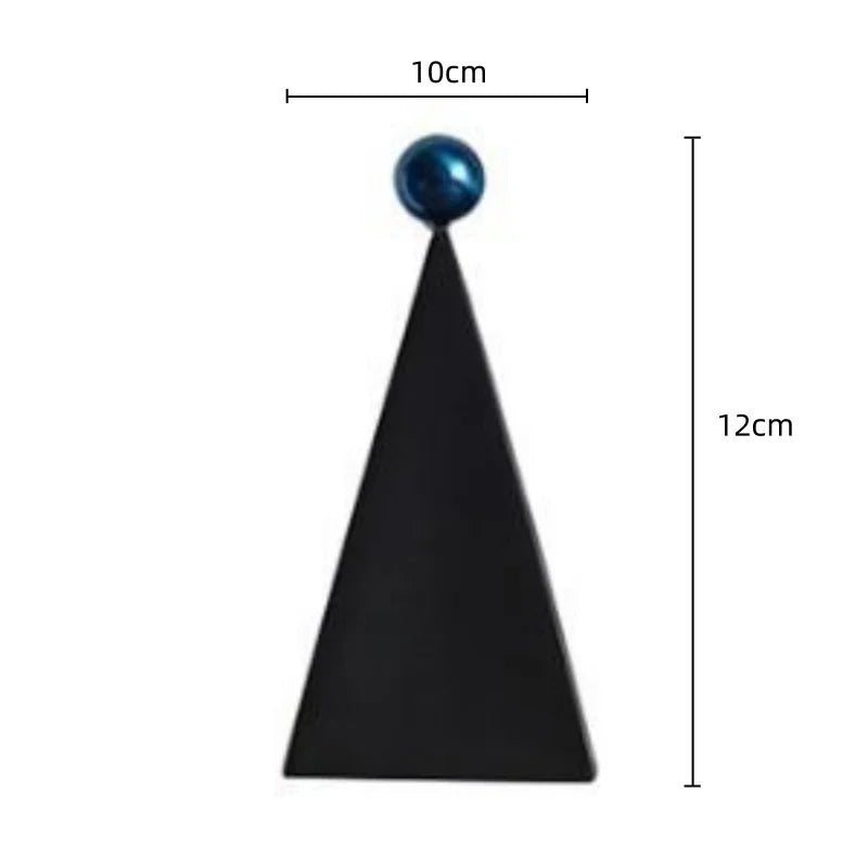 DécorBites™ Ornement Triangle Géométrique Boule Bleue : Figurine Décorative Abstraite