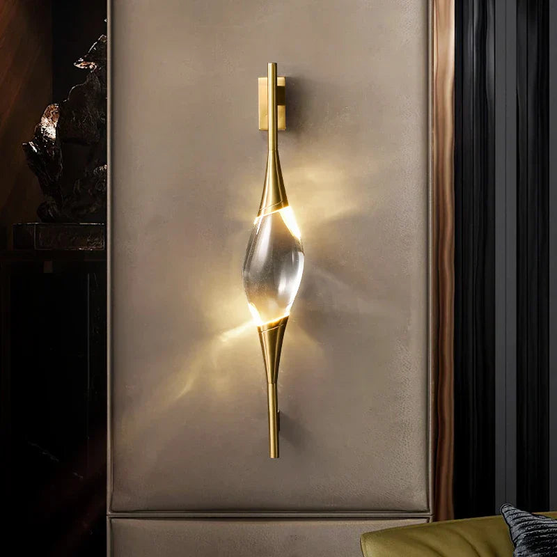 DecorBites™ Crystal Wall Sconce Copper Body Light for Bedside, Stair, Foyer, Dining Room